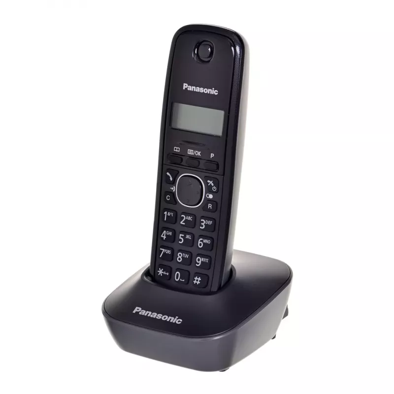DECT-Telefon Panasonic KX-TG1611, schwarz, 1,9 GHz, 1,25-Zoll-Display, bis zu 15 h Gesprächszeit, 50 Kontakte Telefonbuch