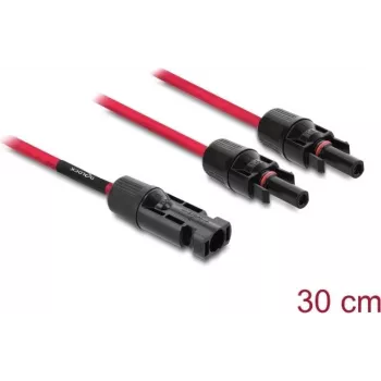 DELOCK Solar-Splitterkabel 1 x Stecker auf 2 x Buchsen 30 cm rot (Modell 90707)