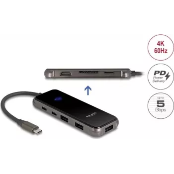 Dockingstation DELOCK USB Type-C 4K HDMI Hub SD-/microSD-Slot PD 3.0 85W (92001)