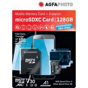 MicroSDXC-Speicherkarte AgfaPhoto 128 GB UHS-I Class 10 U1 V10
