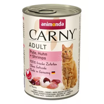 ANIMONDA Carny Adult Truthahn, Huhn und Garnelen - Nassfutter für Katzen - 400g