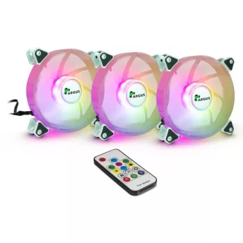 INTER-TECH Argus RGB-Lüfter-Set RS-06 120 mm 3er-Pack Weiß ARGB mit Controller