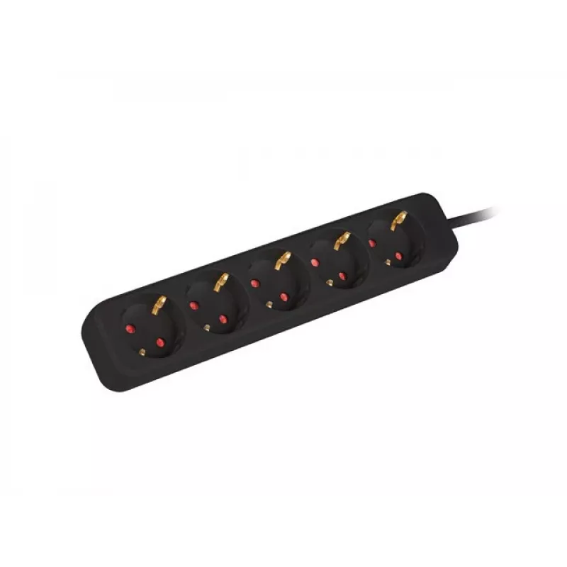 Stromverlängerungskabel Lanberg PS0-05F-0300-BK 3m 5 AC-Steckdosen Innenbereich Schwarz