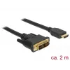 DeLOCK - Videokabel - Single Link - HDMI / DVI - DVI-D (M) auf HDMI (M) - 2 m - Dreifachisolierung - Schwarz - Rändelschrauben