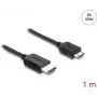 HDMI-Kabel DELOCK 81687 — 1 m, HDMI Typ A (Stecker) auf HDMI Typ C (Mini, Stecker), 48 Gbit/s, bis zu 7680×4320, vergoldete Kontakte, schwarz