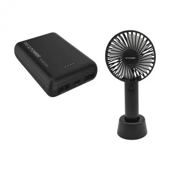 Tragbarer Ventilator und Powerbank RealPower PB-10000 mini HD 10000mAh — mobiles Bundle