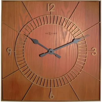 NeXtime Wanduhr 3112br Wood Square, 50x50 cm, Wand, Braun