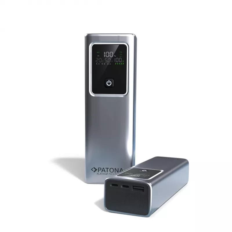 PATONA Platinum Powerbank Luxury One PD100 | 20000mAh | PD 100W | USB-C + USB-A Silber, Schwarz