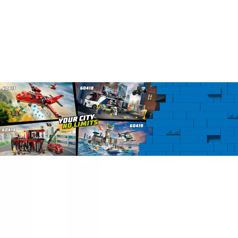 Konstruktionsspielzeug LEGO City Feuerwache mit Drehleiterfahrzeug 60414 — 843 Teile, 5 Minifiguren, 220×320×140 mm
