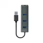 SAVIO USB-A-Hub mit RJ-45 Gigabit Ethernet AK-57 — 3× USB-A + RJ-45, USB 3.2 Gen 1 Micro‑B Host, 5 Gbit/s, 4 Ports, grau