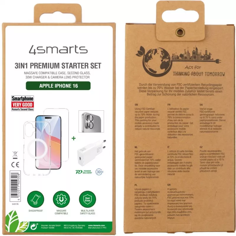 4smarts 3in1 Premium Starter Set Mobiltelefon-Starterkit Transparent Weiß
