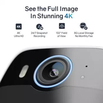 Safemo SC1 SolarCam, 4K UHD Video, 8× Zoom, 132° Sicht, Nachtsicht, Wi-Fi 2,4 GHz, 1,5 W Solar, Weiß