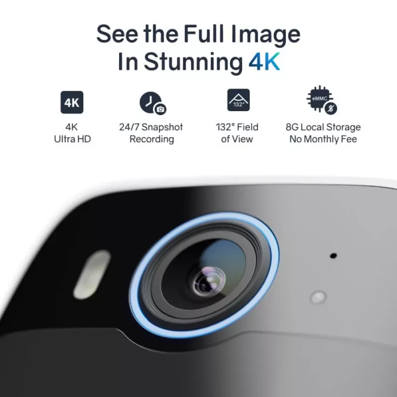 Safemo SC1 SolarCam, 4K UHD Video, 8× Zoom, 132° Sicht, Nachtsicht, Wi-Fi 2,4 GHz, 1,5 W Solar, Weiß
