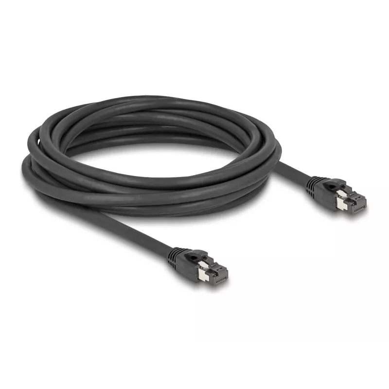 Delock - Netzwerkkabel - RJ-45 (M) zu RJ-45 (M) - 5,0 m - 7,5 mm - S/FTP - CAT 8.1 - halogenfrei, rastnasengeschützt, bis zu 40 Gbit/s Datenübertragungsrate - Schwarz (80236)