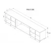 RTV-Schrank POLO 200x33x50.5 weiß + Kamin schwarz