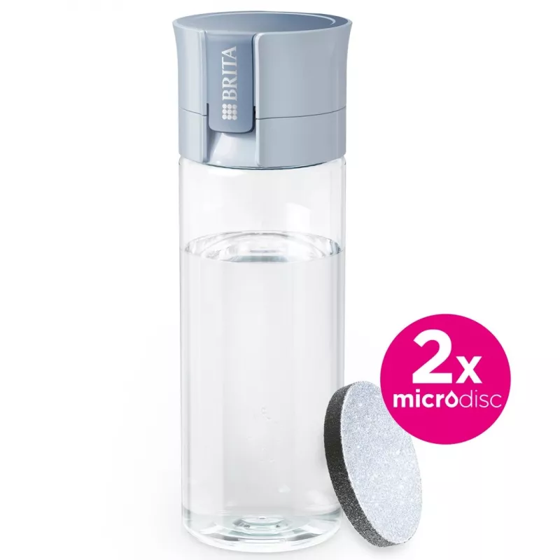 Filterflasche BRITA Vital Pastelblau 600 ml mit 2 MicroDisc-Filtern, BPA-frei, spülmaschinenfest