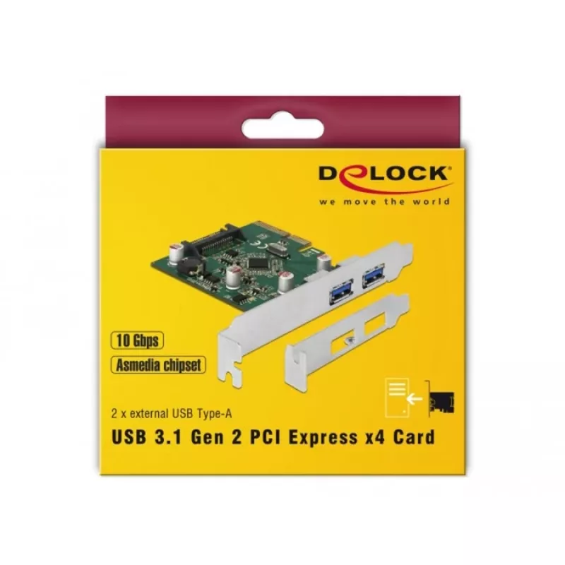 Delock PCI Express x4 Karte zu 2 x externem USB 3.1 Gen 2 Typ-A Anschluss (90298)
