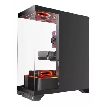 TACENS Mars Gaming MCPRISMA Midi-Tower PC-Gehäuse, Schwarz, gehärtetes Glas, unterstützt ATX/Micro-ATX/Mini-ITX, 2x 3,5-Zoll + 2x 2,5-Zoll Schächte