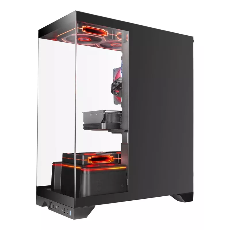 TACENS Mars Gaming MCPRISMA Midi-Tower PC-Gehäuse, Schwarz, gehärtetes Glas, unterstützt ATX/Micro-ATX/Mini-ITX, 2x 3,5-Zoll + 2x 2,5-Zoll Schächte
