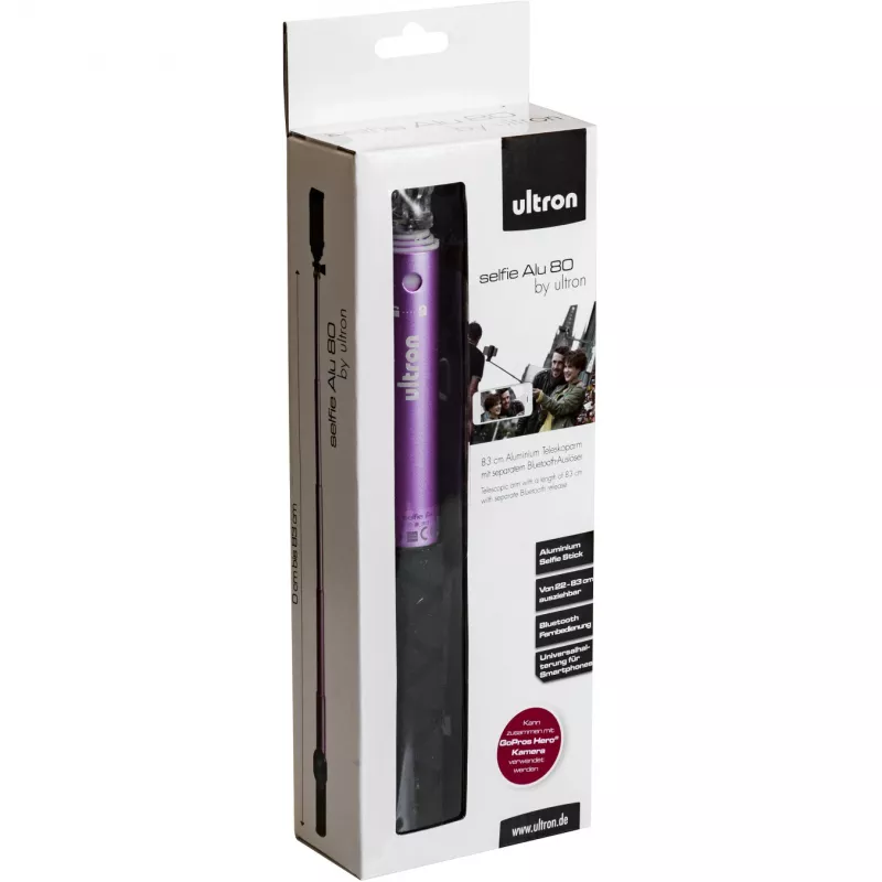 Selfie Stick Ultron Alu 80 Universal Schwarz Pink