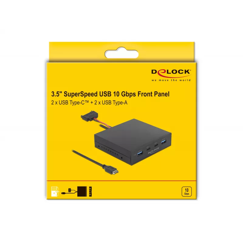 DeLOCK 3,5 Zoll USB 3.2 Gen 2 Frontpanel 2 x USB Typ-C 2 x USB Typ-A