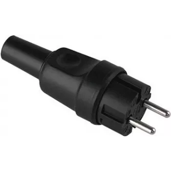 Netzstecker Bachmann 919.179, 2‑polig (2P), 250 V AC, 16 A, schwarzes Gummigehäuse