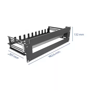 Sicherungsautomat-Panel DELOCK 67282 — Metall-Zubehör für 19-Zoll-Rack, schwarzes Gehäuse, 1 Stück
