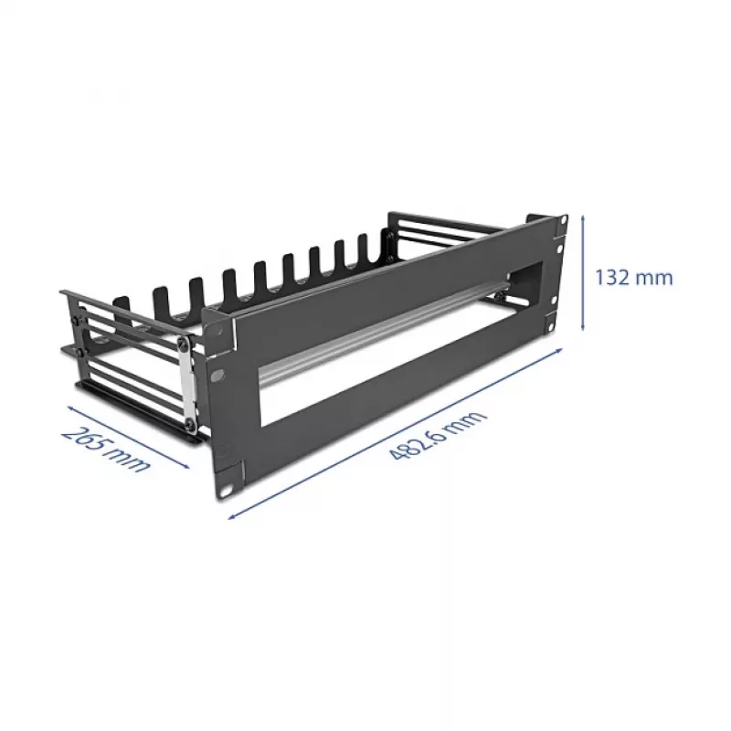 Sicherungsautomat-Panel DELOCK 67282 — Metall-Zubehör für 19-Zoll-Rack, schwarzes Gehäuse, 1 Stück