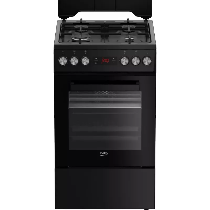 Freistehender Herd BEKO FSM52331DBDS, Gaskochfeld 4 Brenner (2900/2000/2000/1000 W), Elektrobackofen 60 L, 60 cm, Energieeffizienzklasse A, schwarz