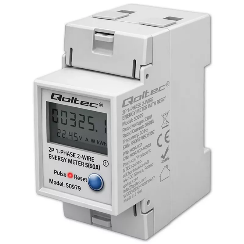 Energiezähler QOLTEC Einphasig DIN-Schiene 230V (MPN 50979)