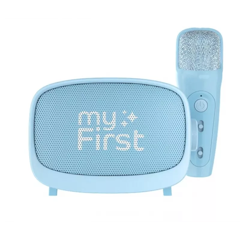 Tragbarer Kinderlautsprecher myFirst Voice 2 von myFirst — blau, batteriebetriebener kabelloser Lautsprecher mit Mikrofonunterstützung