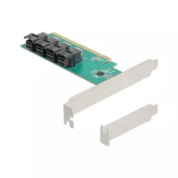 DELOCK PCIe x16 Bifurkationskarte auf 4× interne SFF-8643 NVMe, Low-Profile