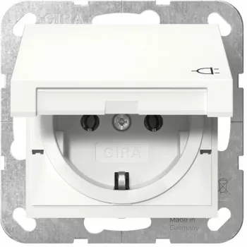 Schuko-Steckdose GIRA System 55, weiß, Tiefe 29 mm