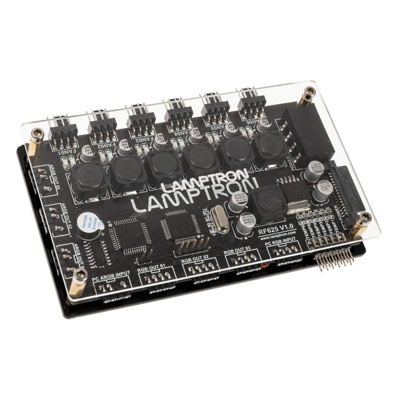 Lüfter- und ARGB-Controller Lamptron LAMP-RF625B, schwarz – kabellose Steuerung für PC-Lüfter und RGB-LEDs