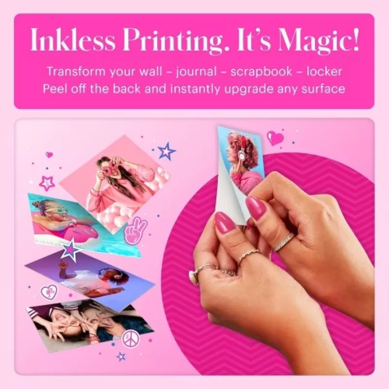 Barbie x Kodak STEP Slim Instant Mobile Photo Printer Colour ZINK 2x3'' 1ppm, Bluetooth, Pink