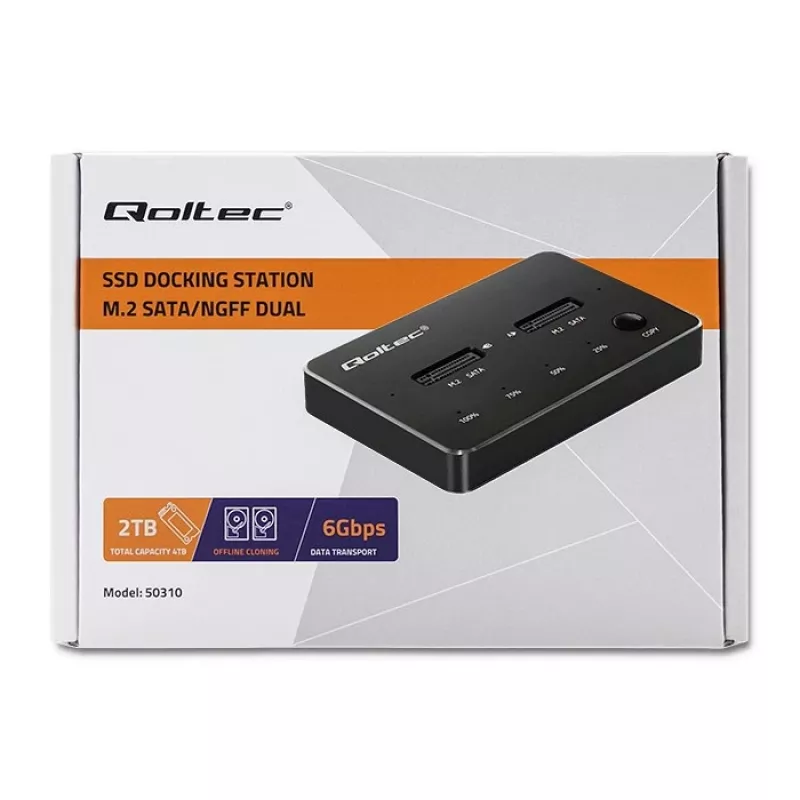 Qoltec 50310 Drive Docking Station 2x SSD M.2 SATA NGFF USB Typ C