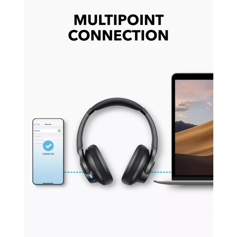 Over-Ear-Kopfhörer Anker Soundcore Q11i, Bluetooth 5.0, bis zu 20 h Akku, eingebautes Mikrofon, dunkelgrau