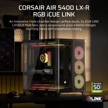 Corsair AIR 5400 LX-R RGB iCUE LINK Midi Tower Schwarz