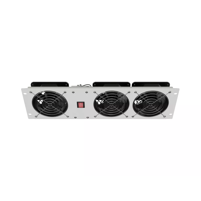 Vertikale Lüftungsblende 19 Zoll für Rack-Schrank, 3 Lüfter, 230 V, grau
