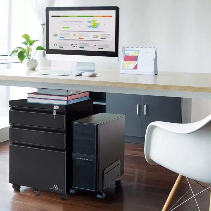 Büro-Schubladeneinheit Maclean MC-850 Schwarz Metall 2 Schubladen