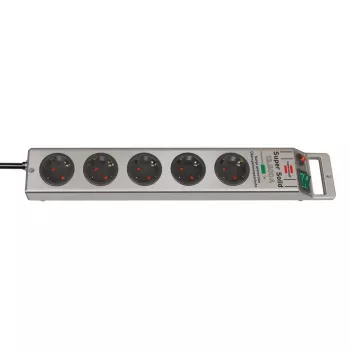 Super-Solid Steckdosenleiste 5-fach (Silber, 2,5 Meter, 13.500A Überspannungsschutz)