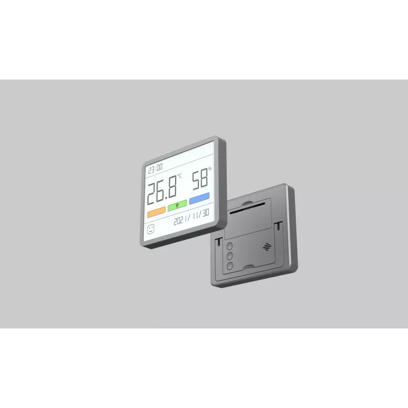 Kombinierter Hygrometer, Thermometer und Uhr MOVA MTHM01 – digitale Inneneinheit zur Messung der relativen Luftfeuchtigkeit und Temperatur, kompakt für Schreibtisch, Regal oder Wand