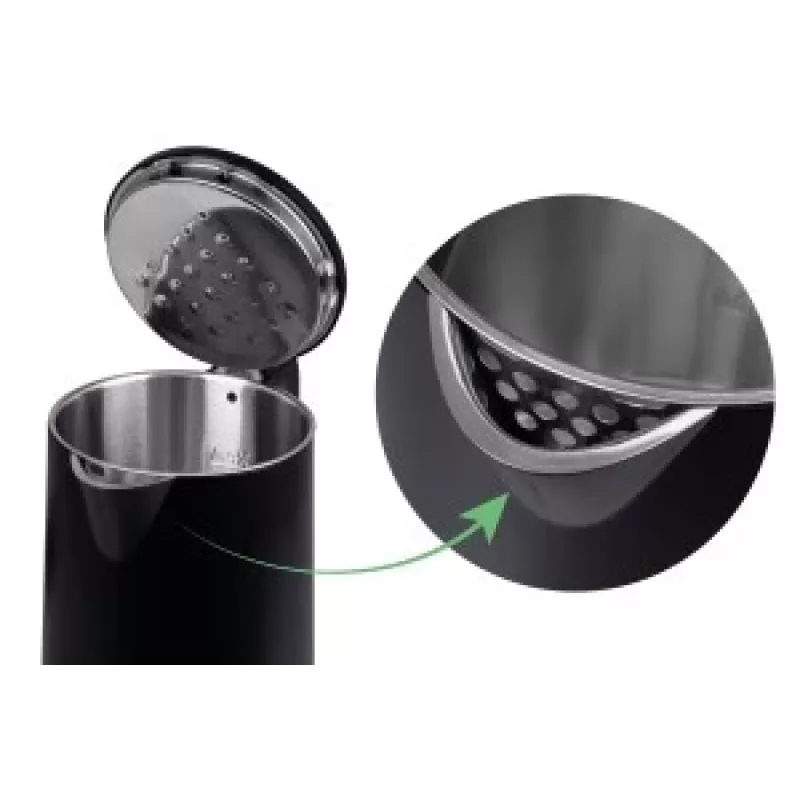 IDEAL Wasserkocher 1,7 l, Stahlgehäuse, Leistung 1500 W, schwarz