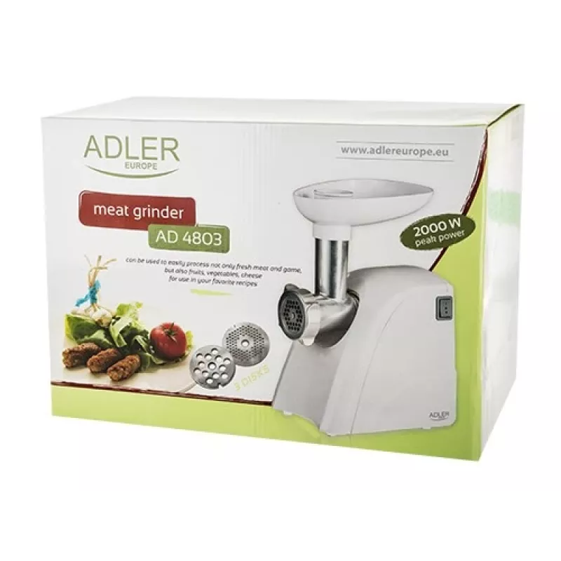 Adler AD 4803 Fleischwolf 800 W Edelstahl, Weiß