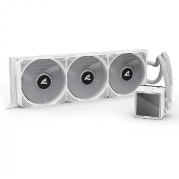 All-in-One CPU-Flüssigkeitskühler Sharkoon S100 ARGB weiß – 360-mm-Radiator, Infinity-Mirror-Effekt