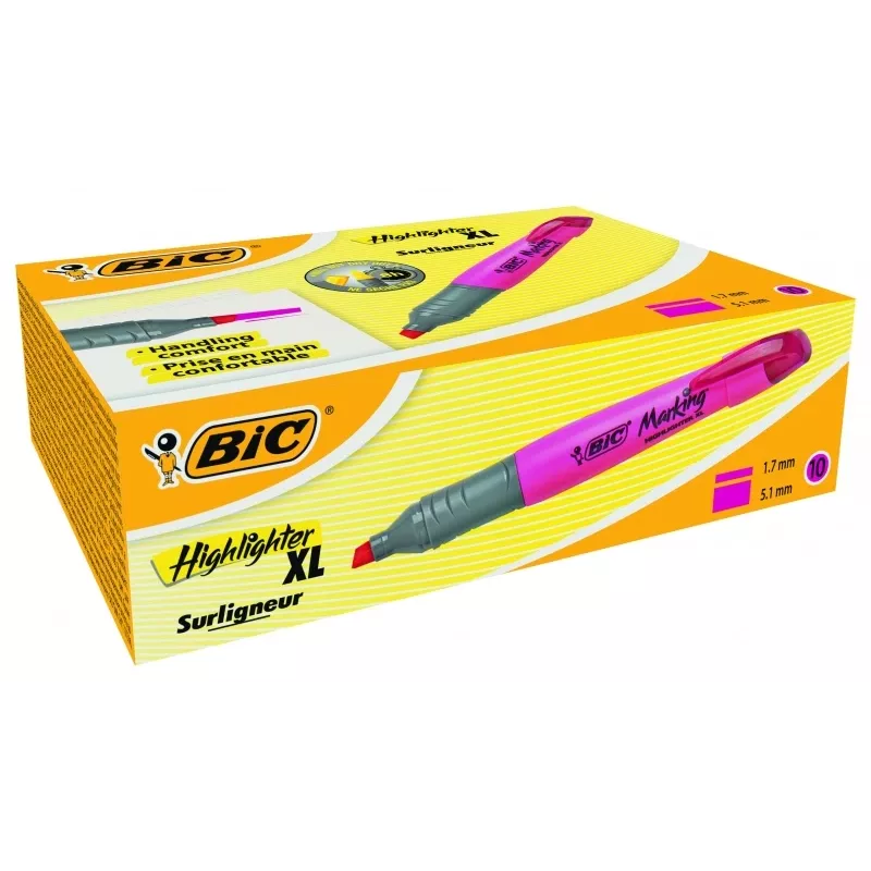 BIC Highlighter XL 2-5 mm, pink, Box 10 Stk. 247130