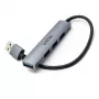 USB-Hub Unitek H1208A — 4 Ports (1 × USB 3.2 Gen 1 Typ-A, 3 × USB 2.0), Aluminiumgehäuse, grau, 0,20 m Kabel