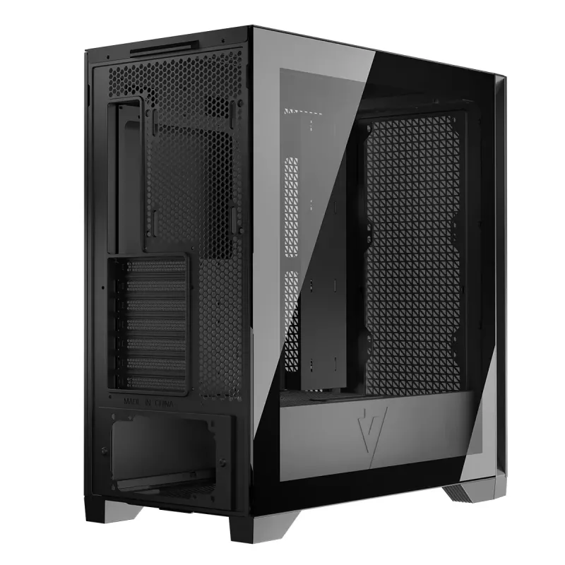 PC-Gehäuse MODECOM VOLCANO EXPANSE T Midi Tower, gehärtetes Glas, USB-C, unterstützt Micro-ATX, GPU bis zu 430 mm, CPU-Kühler bis zu 180 mm, 3x 3,5-Zoll-Einbauplätze, 2x 2,5-Zoll, schwarz