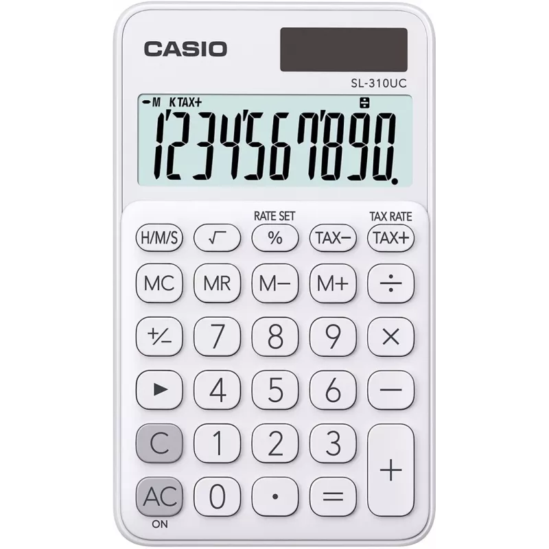 CASIO-Taschenrechner, SL-310UC-WE, Weiß, 10-stelliges Display