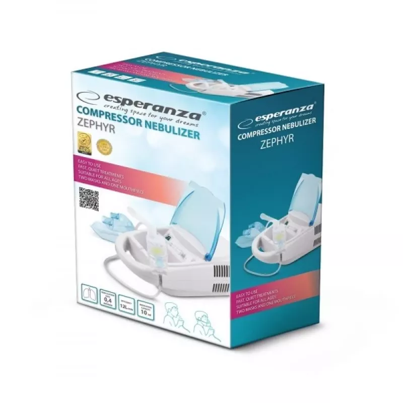 Tisch-Mesh-Vernebler ESPERANZA ECN002 — 0,4 ml/min Verneblung, 10 ml Fassungsvermögen, Erwachsenen- und Kindermaske, Mundstück, 220 V